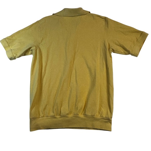 Vintage 90 Men Yellow Banded Bottom Polo Shirt Cotton Medium Grandpacore Preppy - Picture 2 of 4